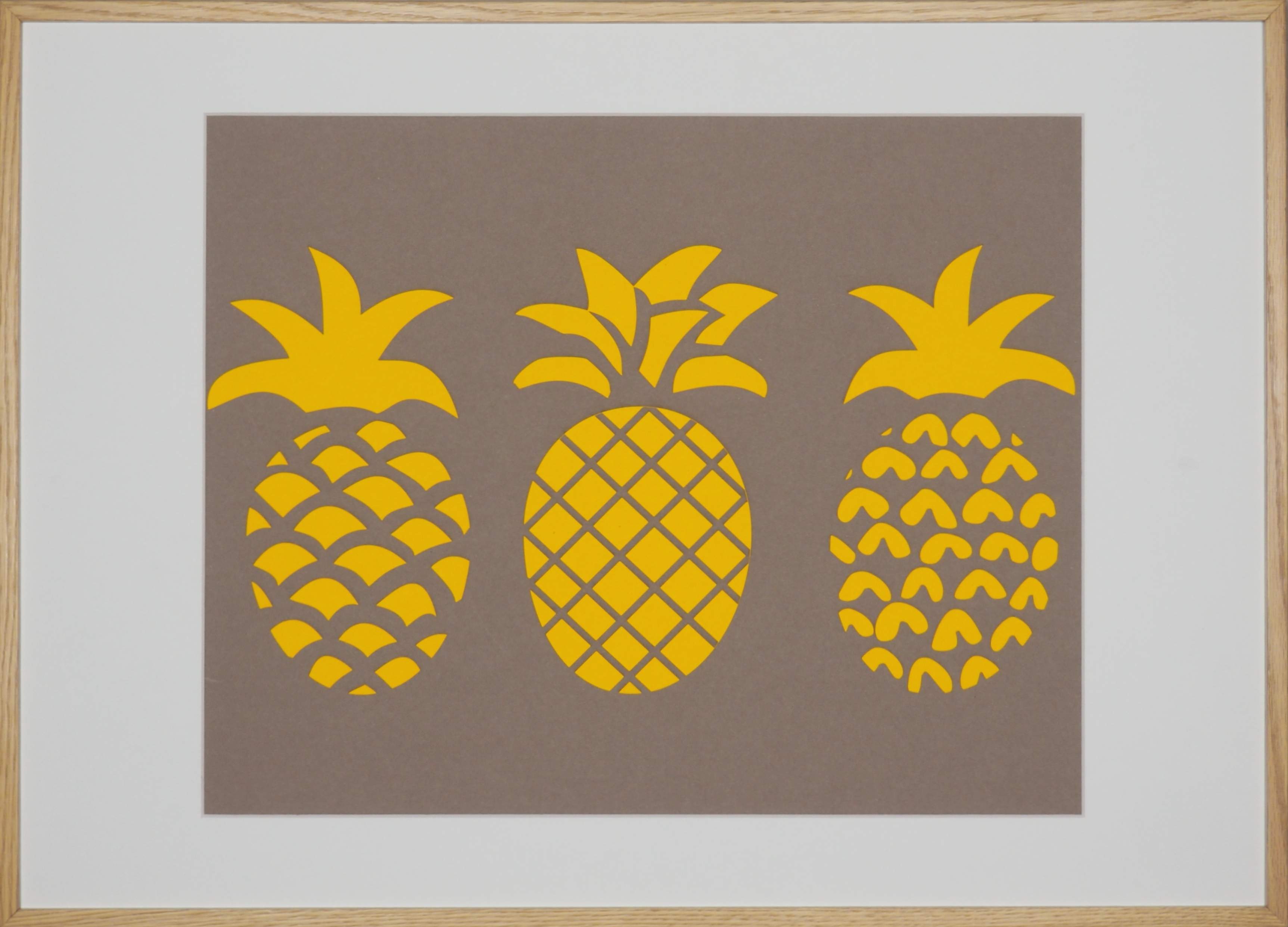 Papierkunst „Ananas“ im 70x50cm Eichenholzrahmen