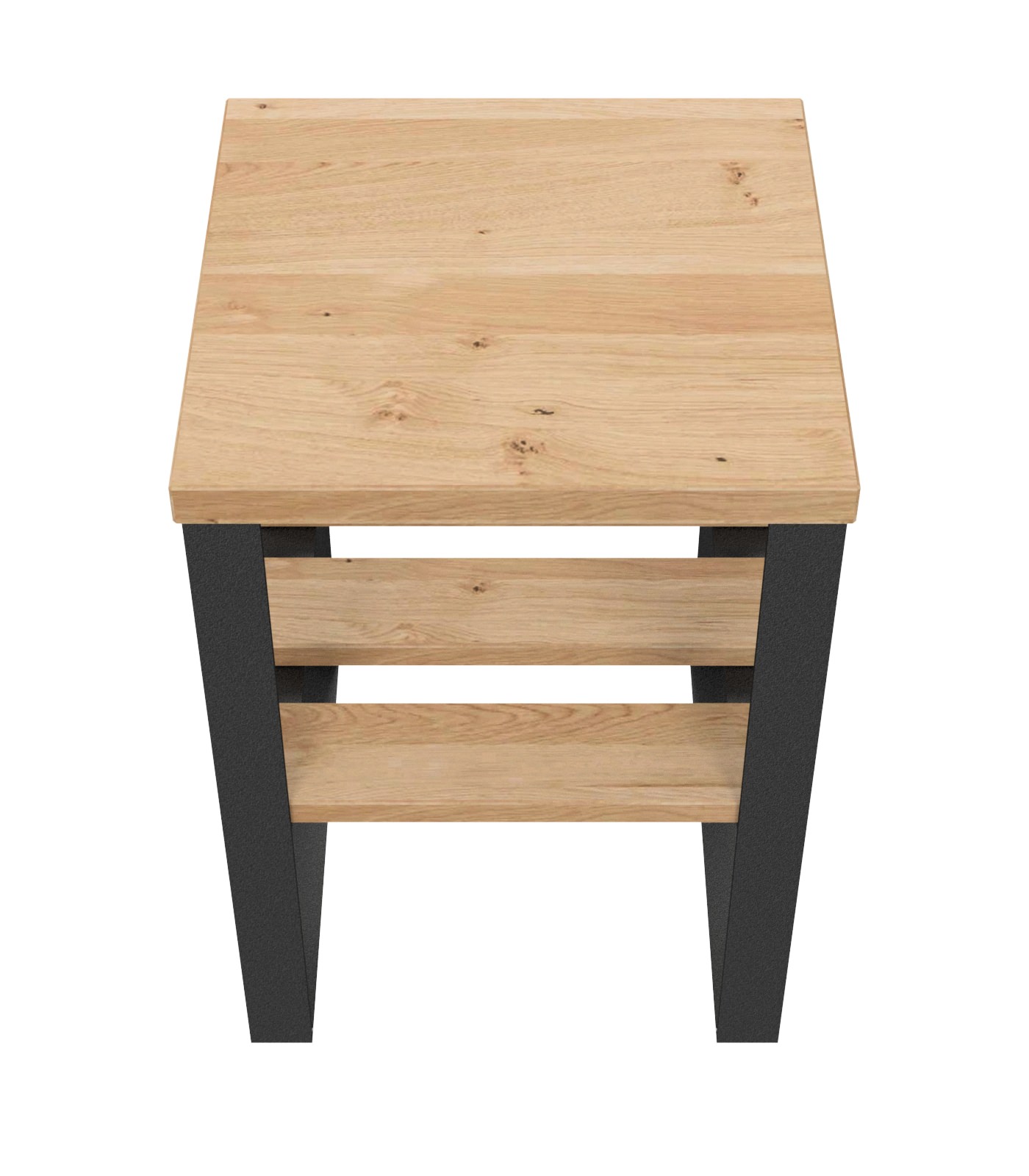 Beistelltisch m. Ablage / H 50 / Stahl & Wildeiche