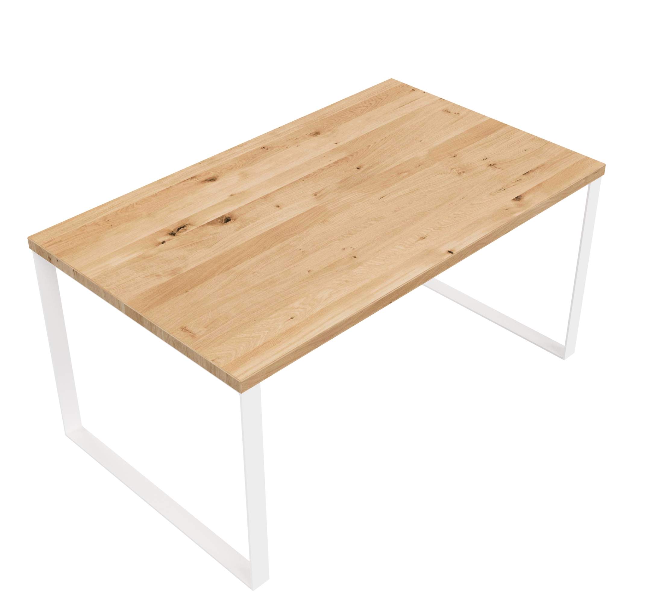 Couchtisch / L 100, B60 / Stahl weiß & Wildeiche