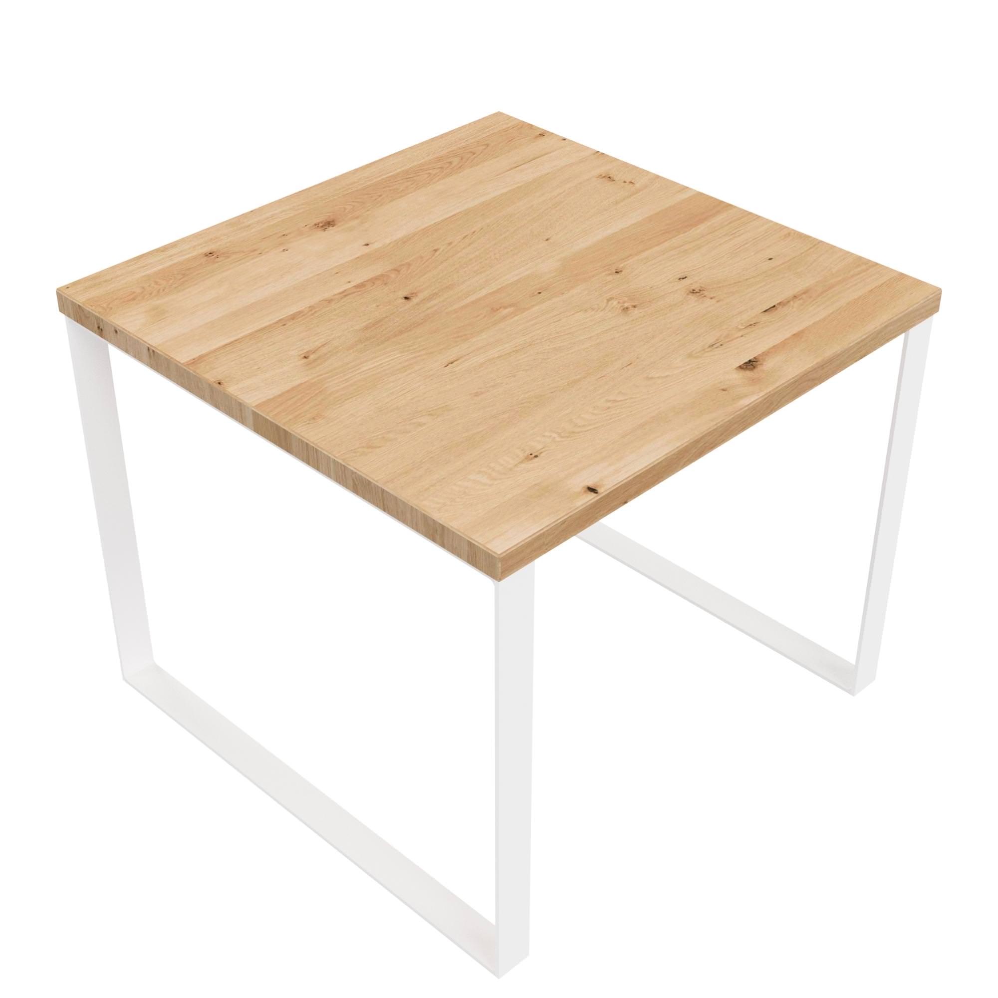 Couchtisch / L 60, B60 / Stahl weiß & Wildeiche