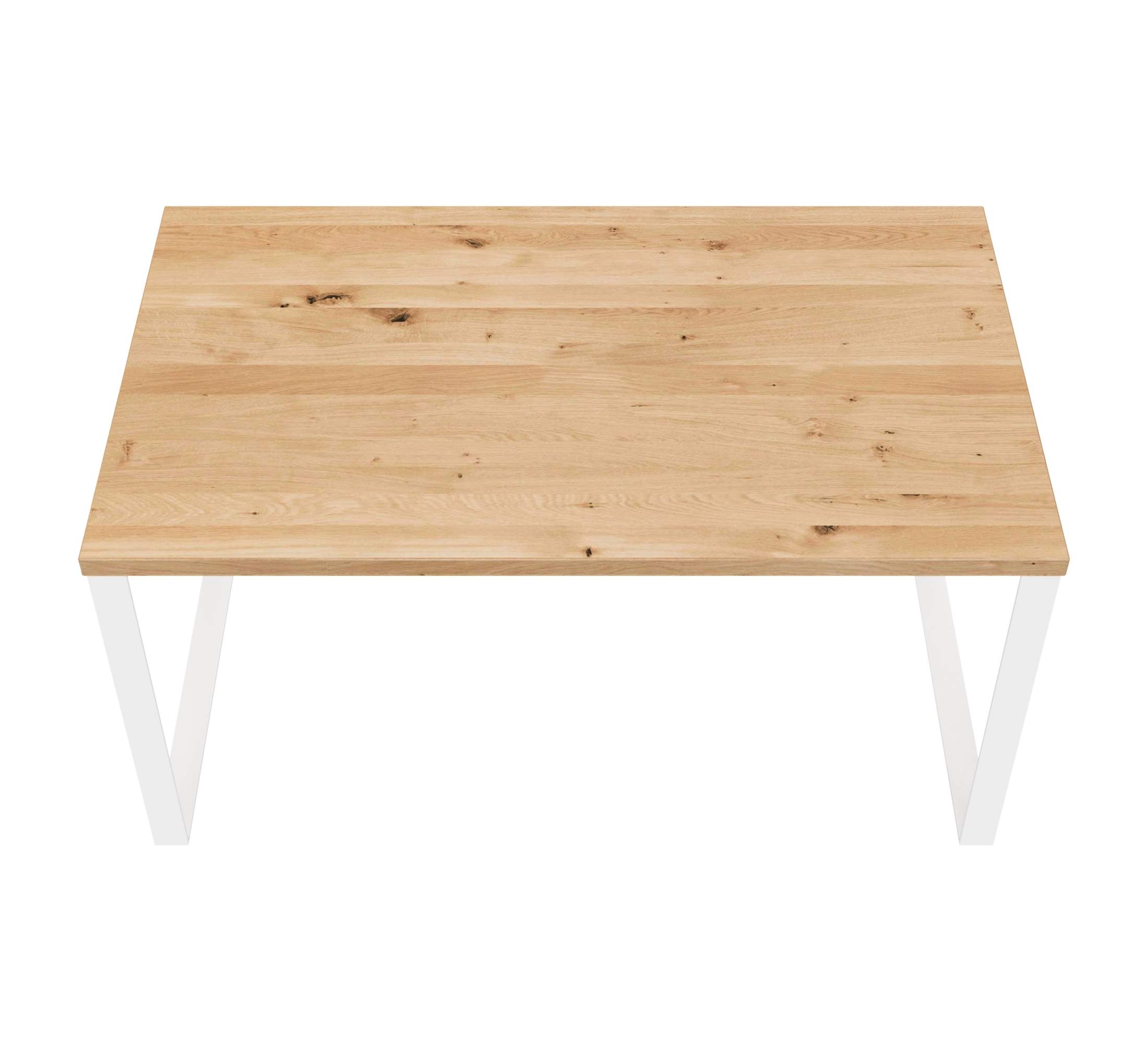 Couchtisch / L 100, B60 / Stahl weiß & Wildeiche