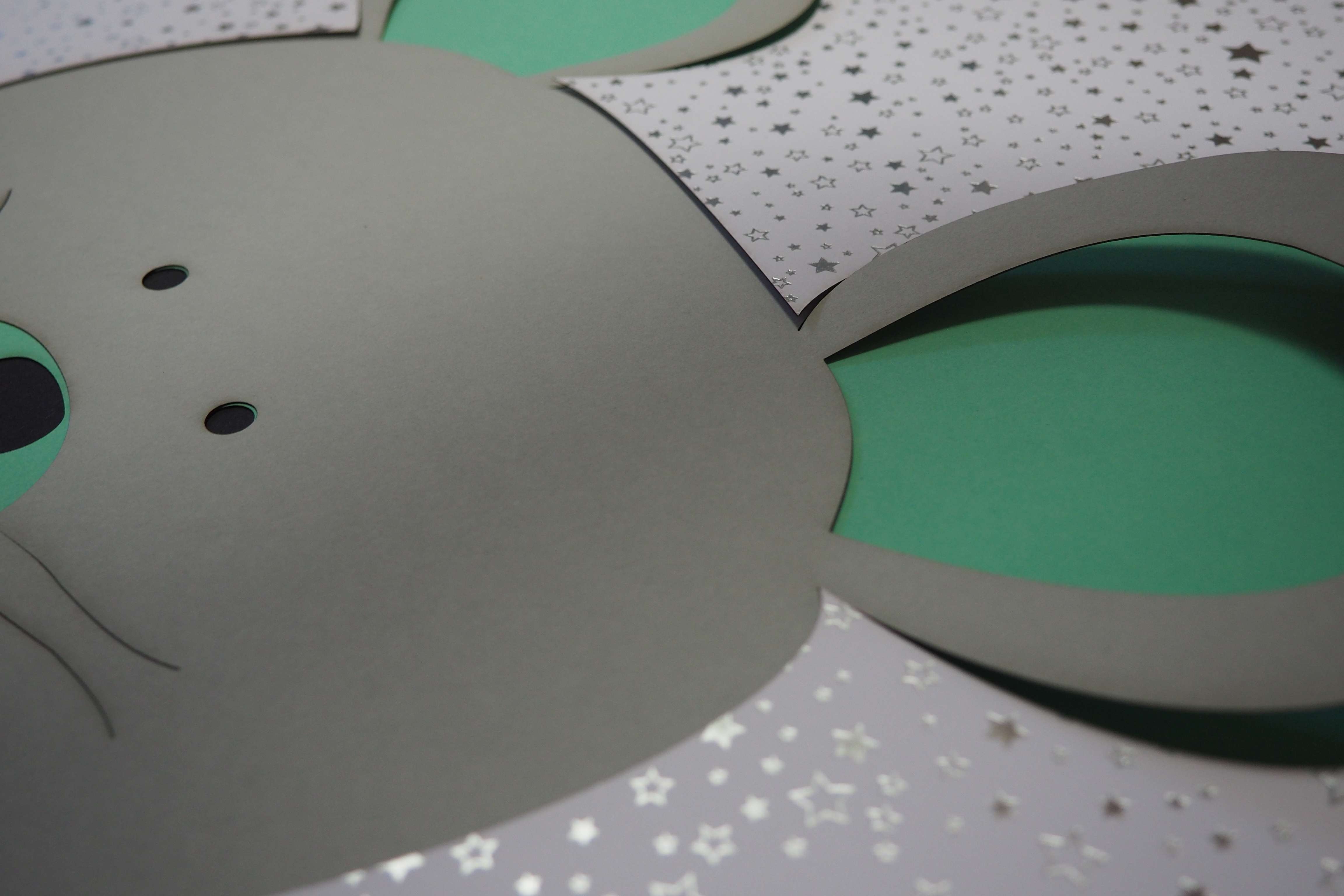 3D-Papierkunst „Kids Edition – Maus“ im 50x70cm Eichenholzrahmen