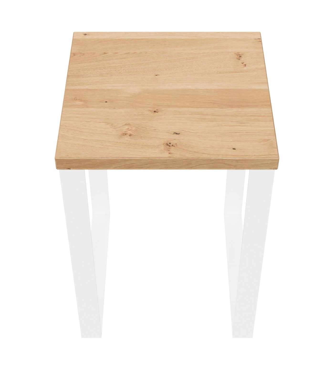 Hocker / H 50 / Stahl weiß & Wildeiche