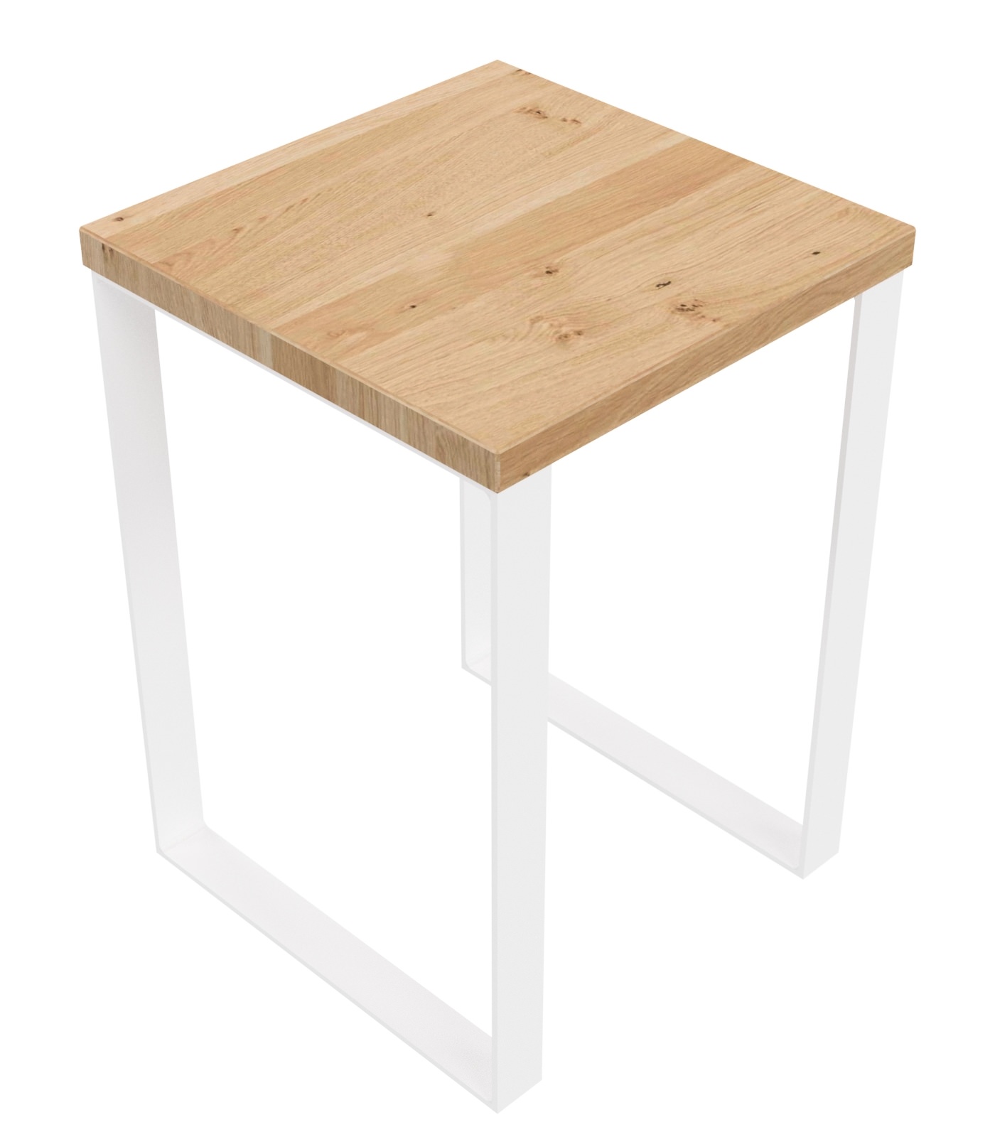 Hocker / H 50 / Stahl weiß & Wildeiche