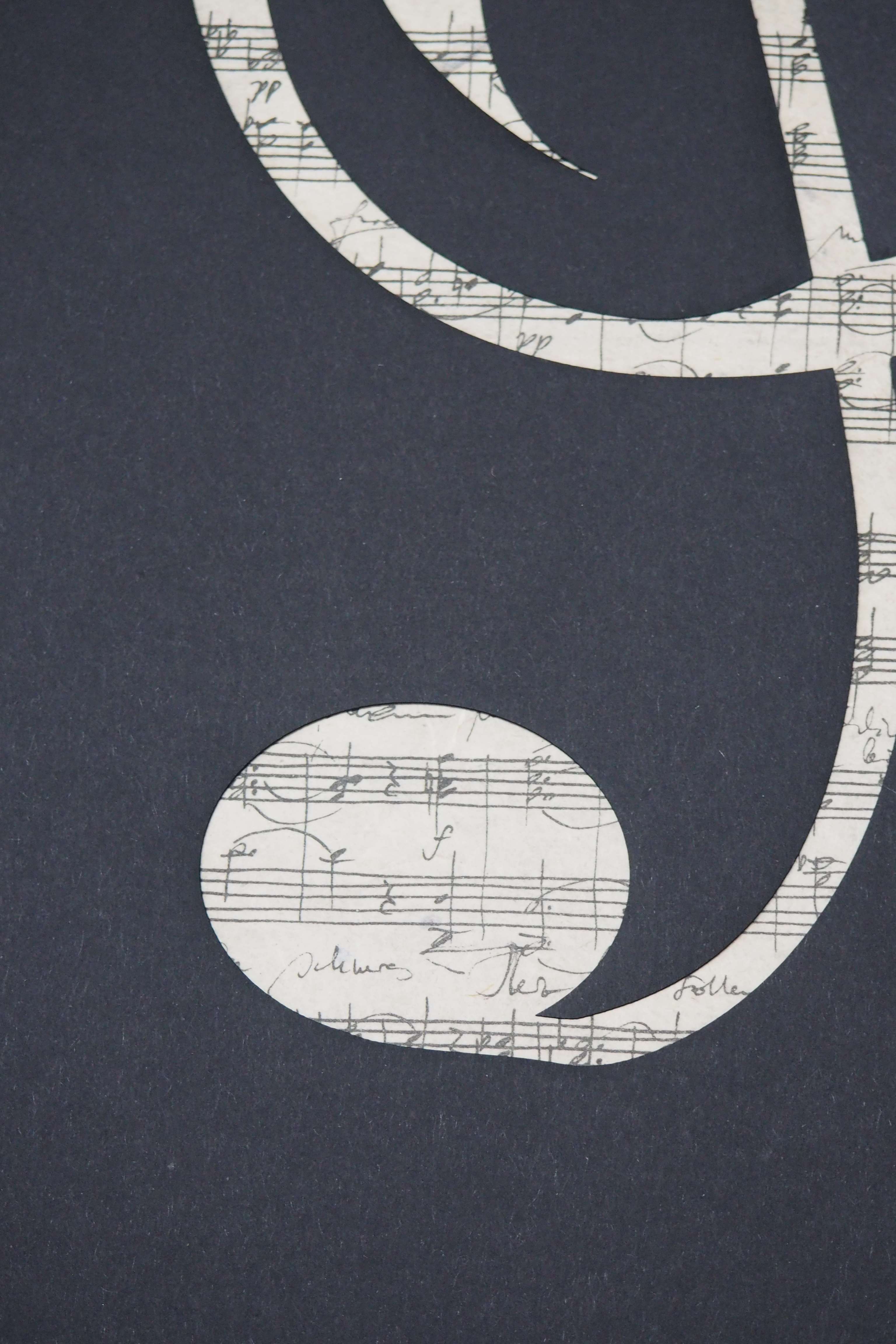 Papierkunst „Der Klang der Musik“ im 50x70cm Eichenholzrahmen