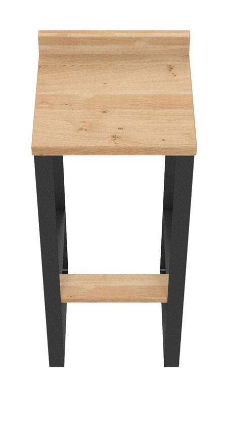 Barhocker mit Designlehne / H 70 / Stahl & Wildeiche