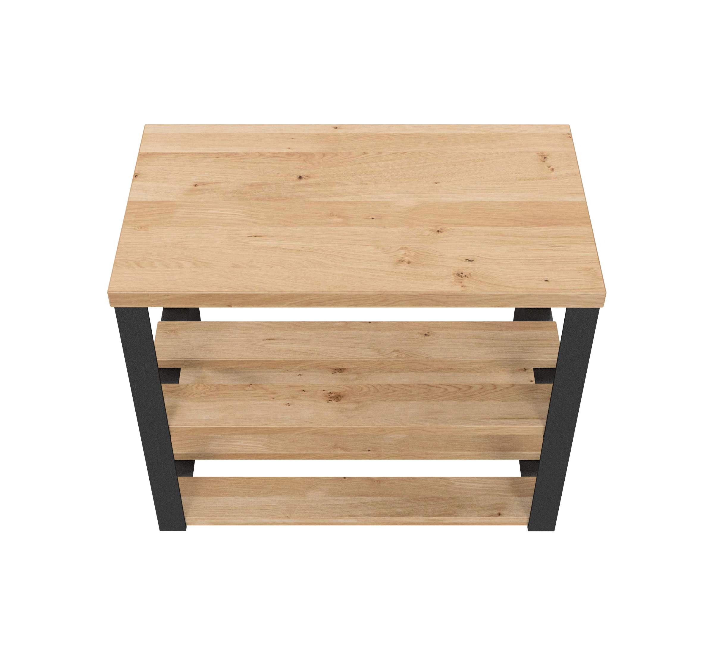 Schuhbank-2 / L 60 / Stahl & Wildeiche
