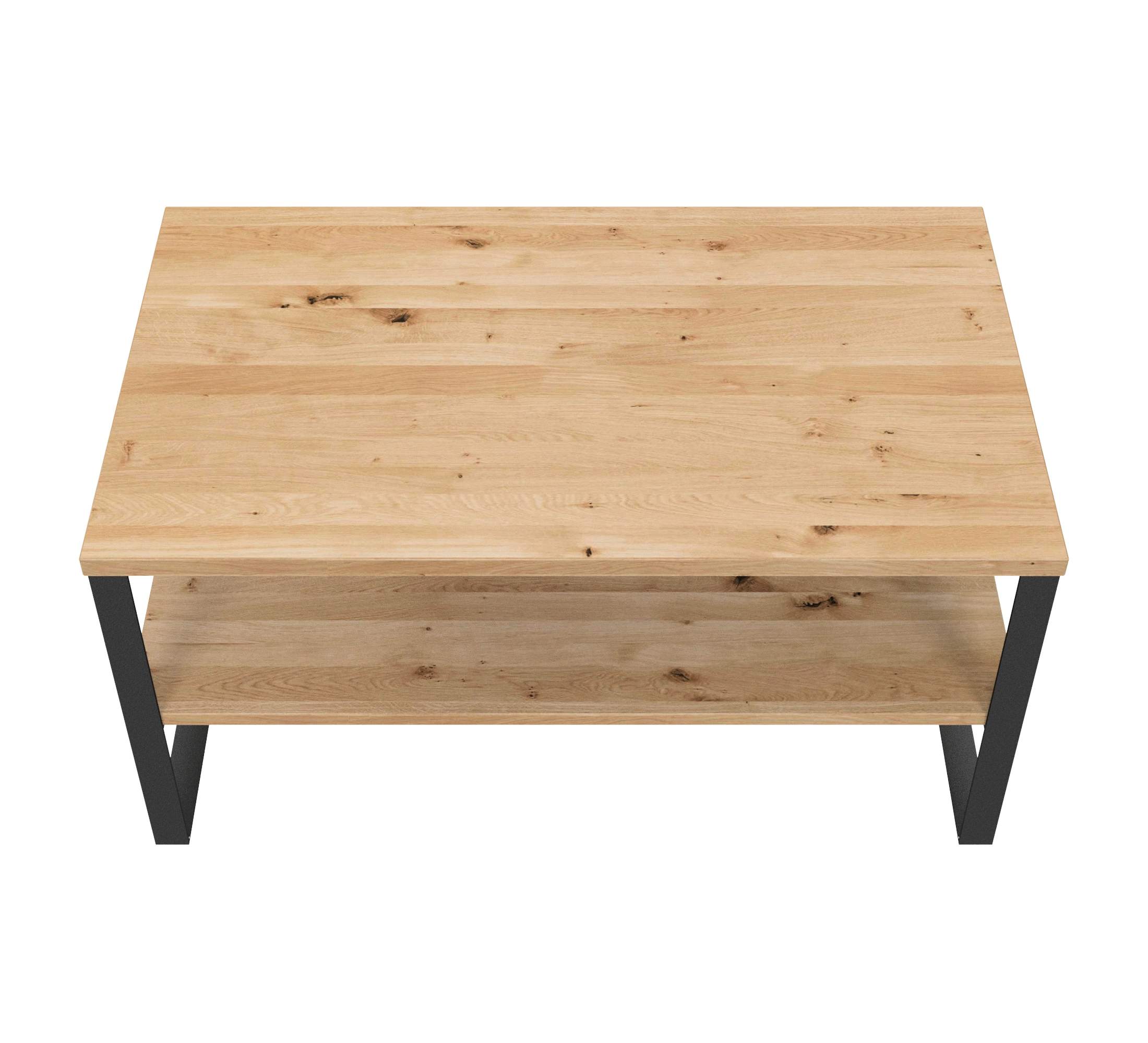 Couchtisch m. Ablage / L 100, B60 / Stahl & Wildeiche