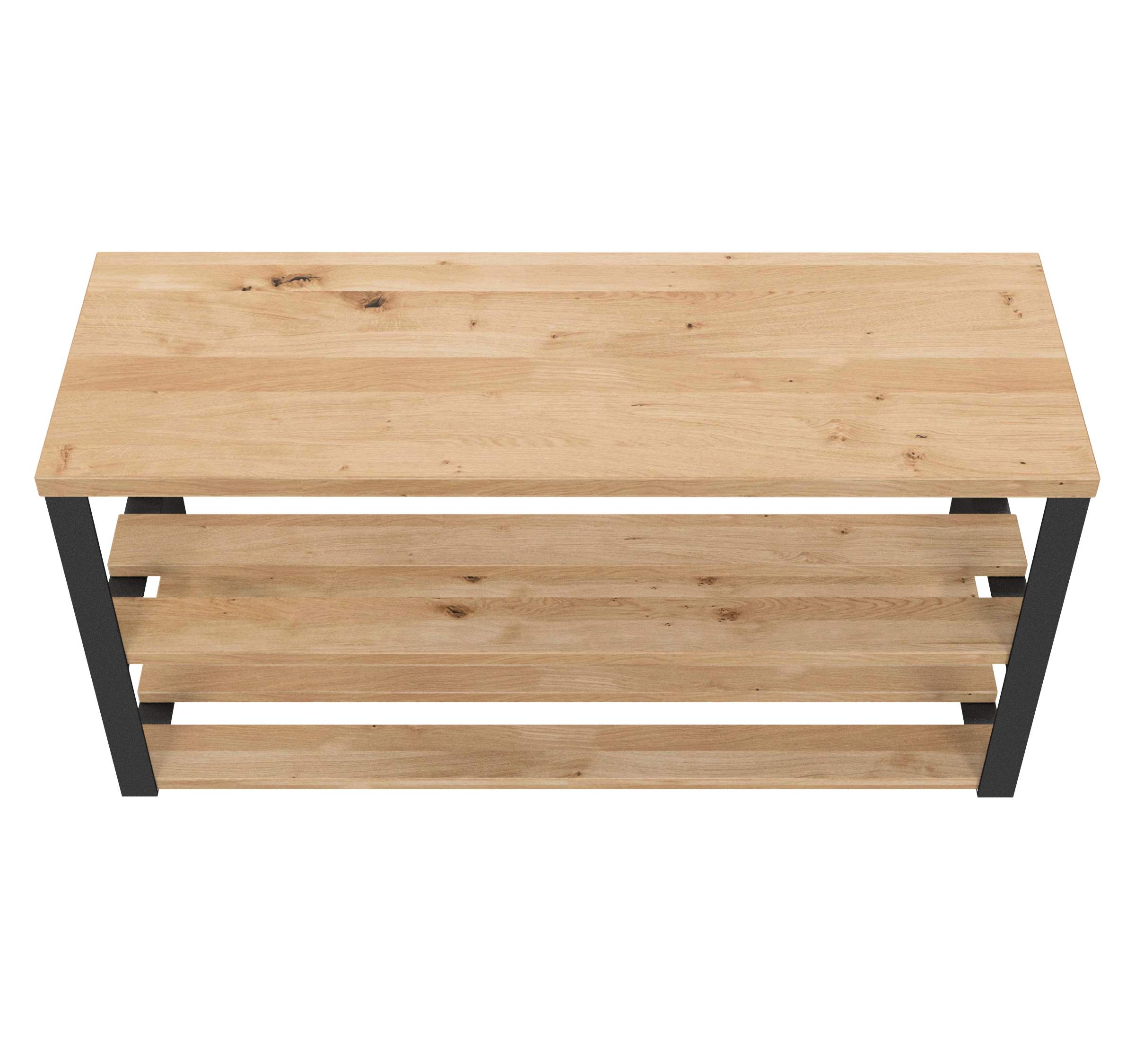 Schuhbank-2 / L 100 / Stahl & Wildeiche