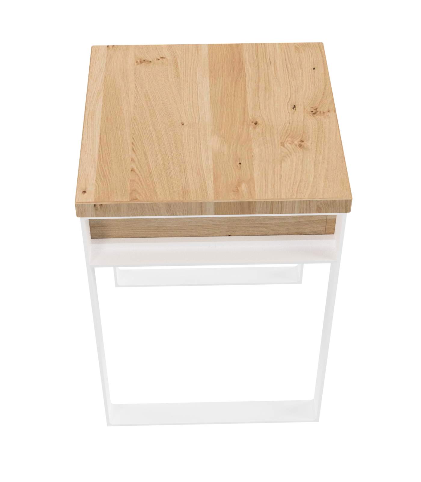 Nachttisch / H50 / Stahl weiß & Wildeiche