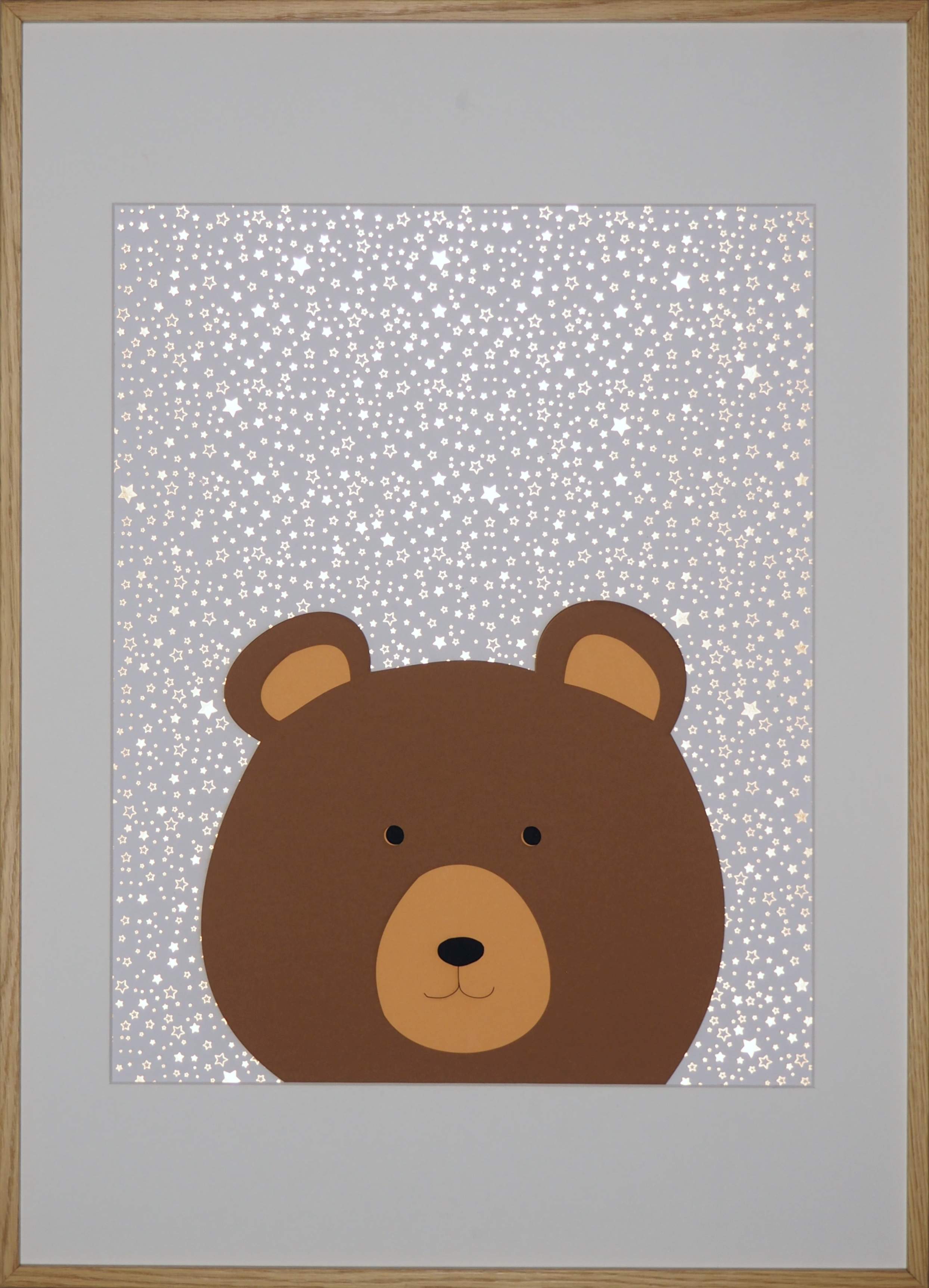 3D-Papierkunst „Kids Edition – Bär“ im 50x70cm Eichenholzrahmen