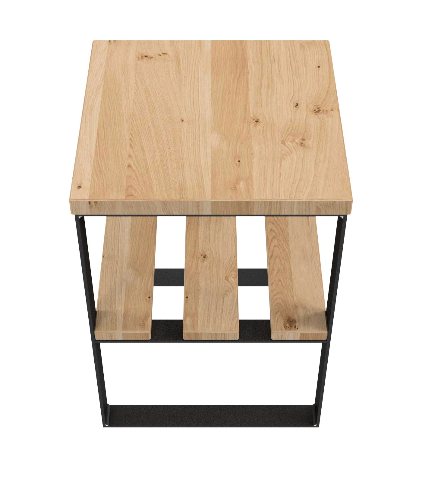 Beistelltisch m. Ablage / H 50 / Stahl & Wildeiche