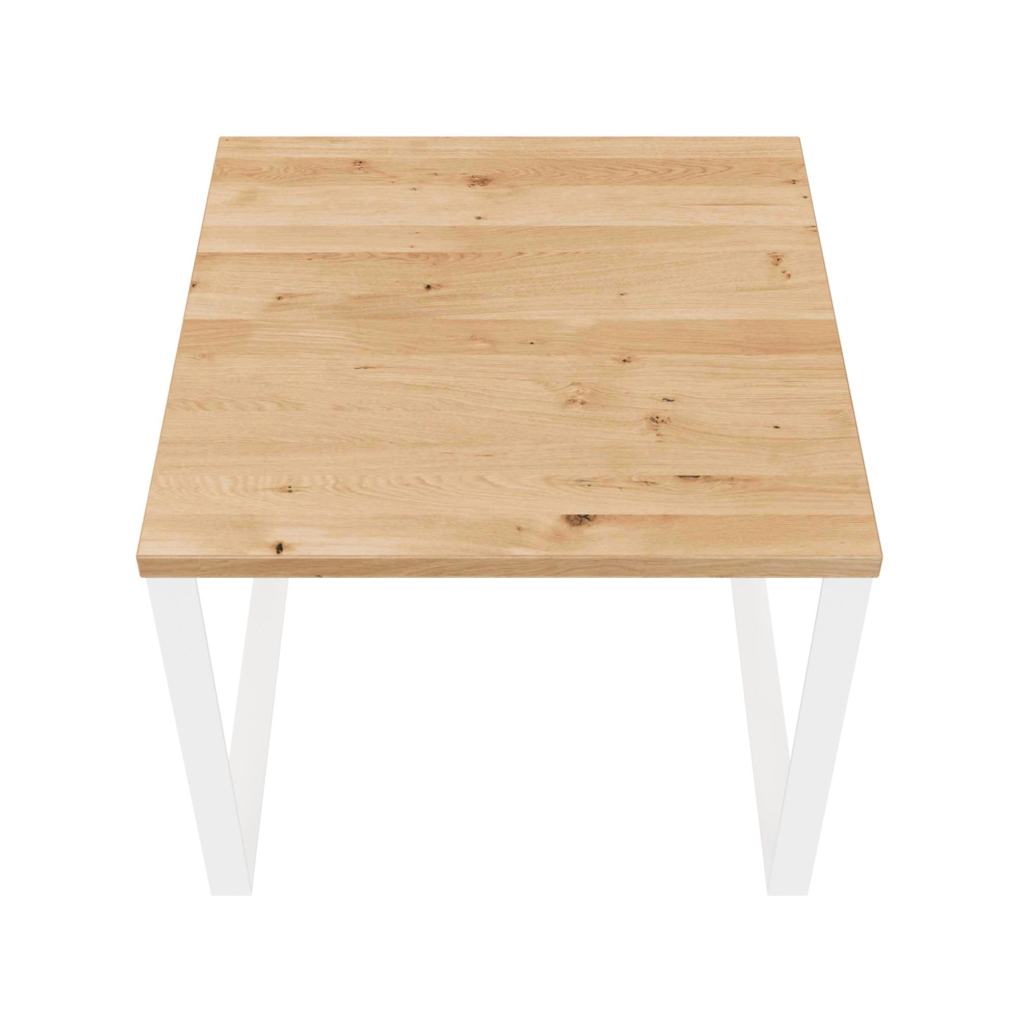 Couchtisch / L 60, B60 / Stahl weiß & Wildeiche