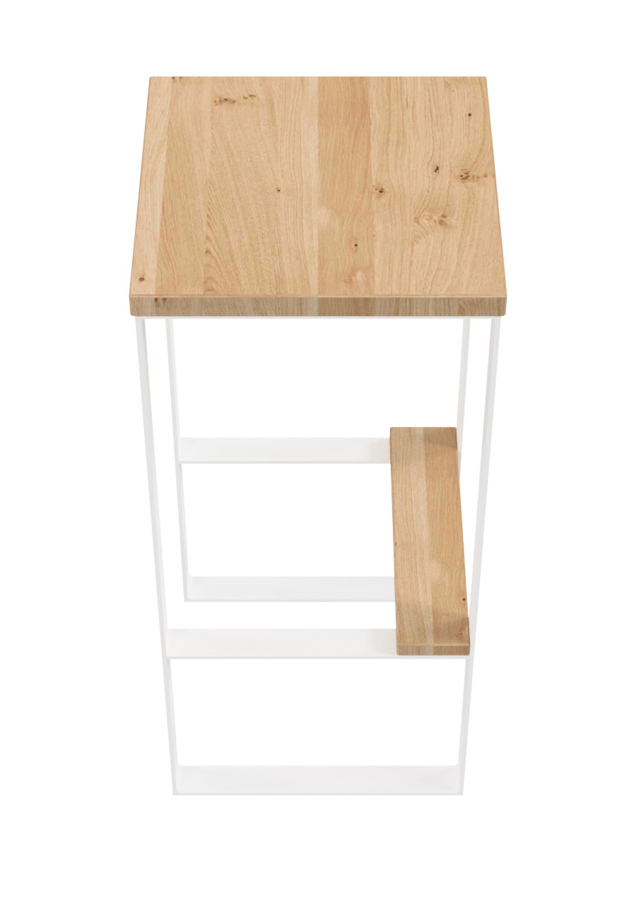 Barhocker / H 70 / Stahl weiß & Wildeiche