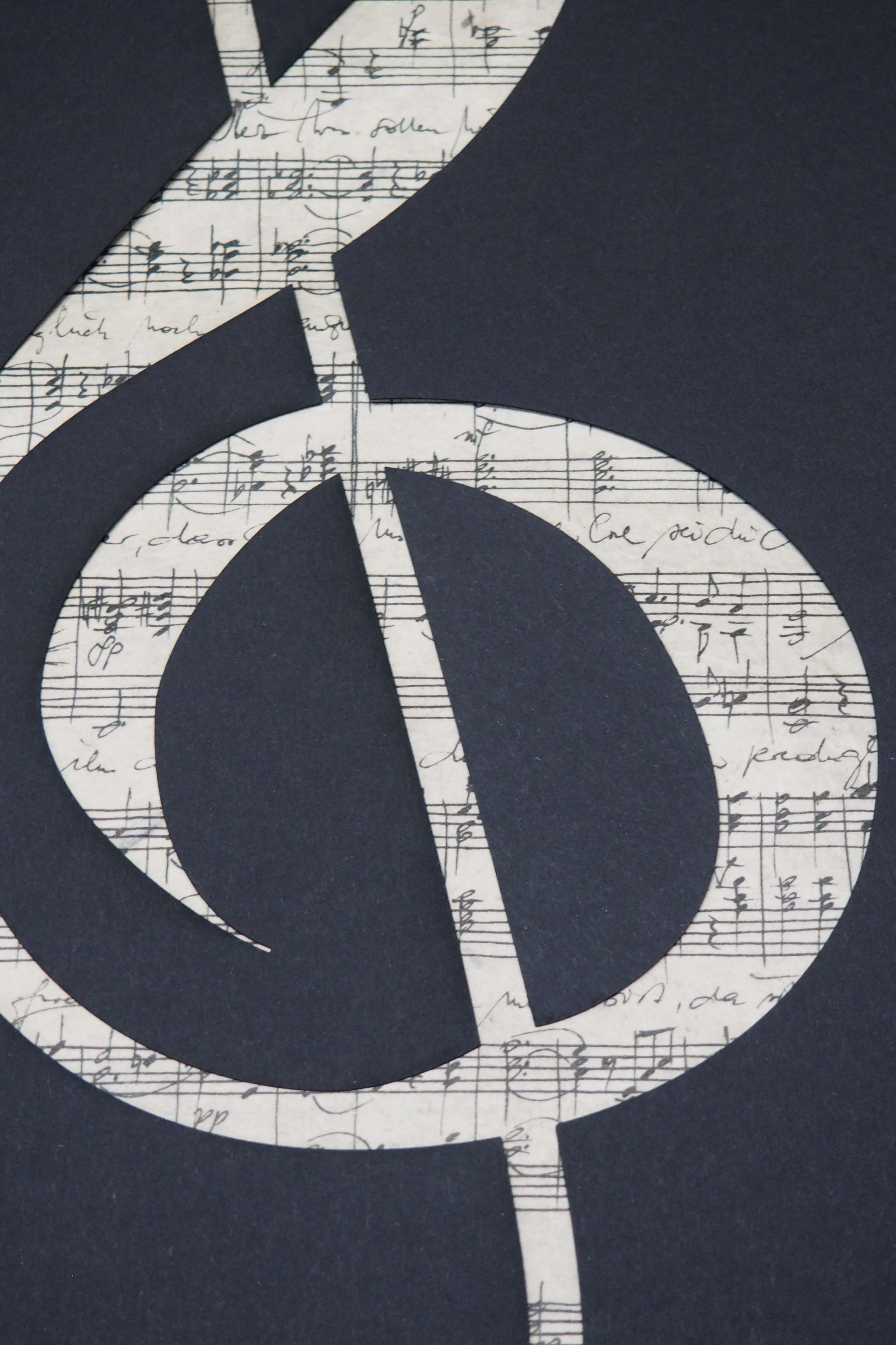 Papierkunst „Der Klang der Musik“ im 50x70cm Eichenholzrahmen