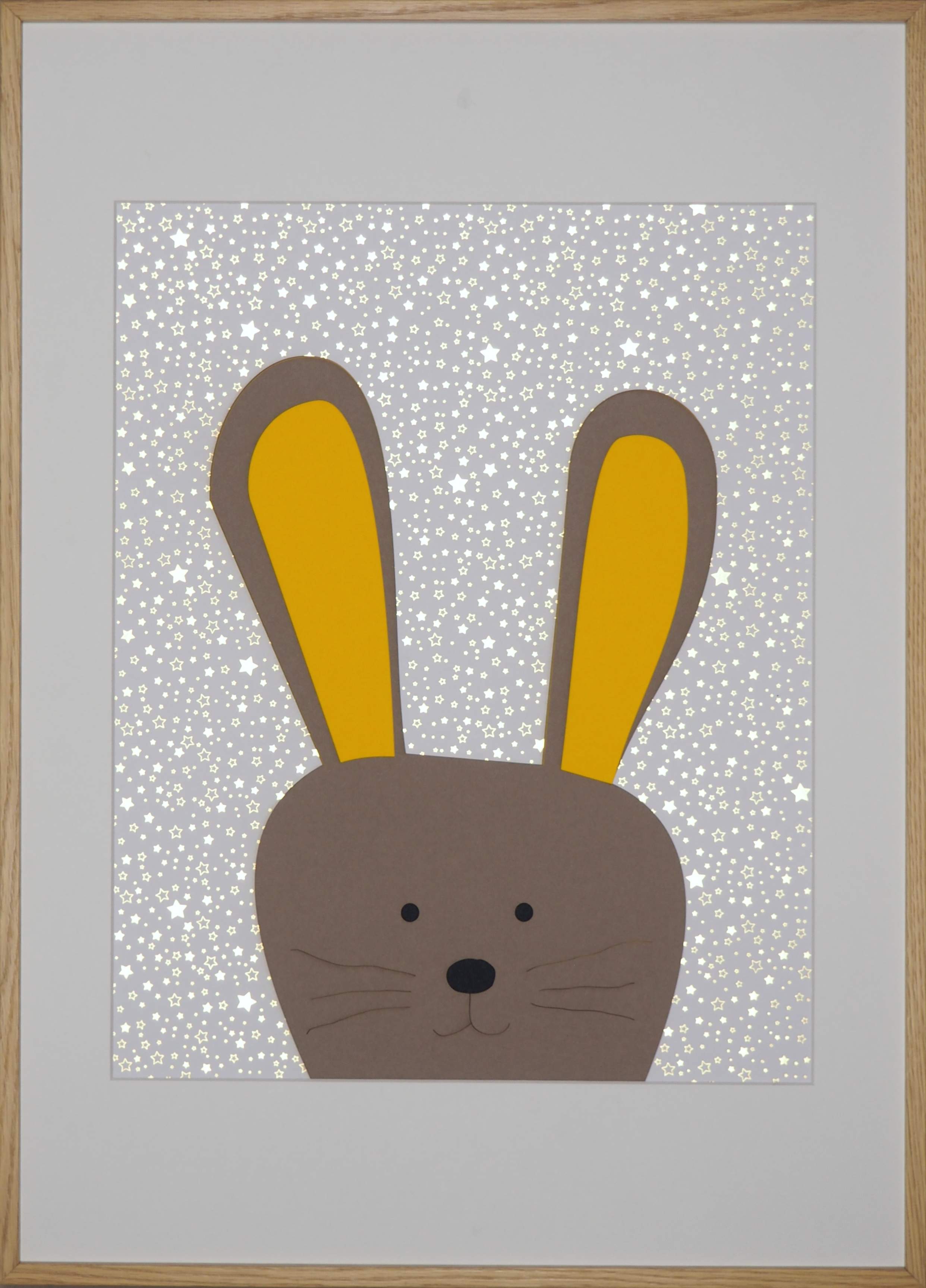 3D-Papierkunst „Kids Edition – Hase“ im 50x70cm Eichenholzrahmen