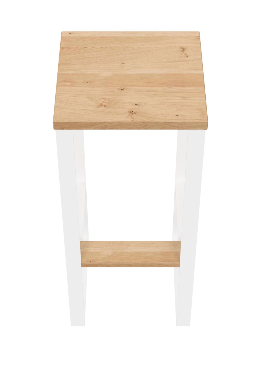 Barhocker / H 70 / Stahl weiß & Wildeiche
