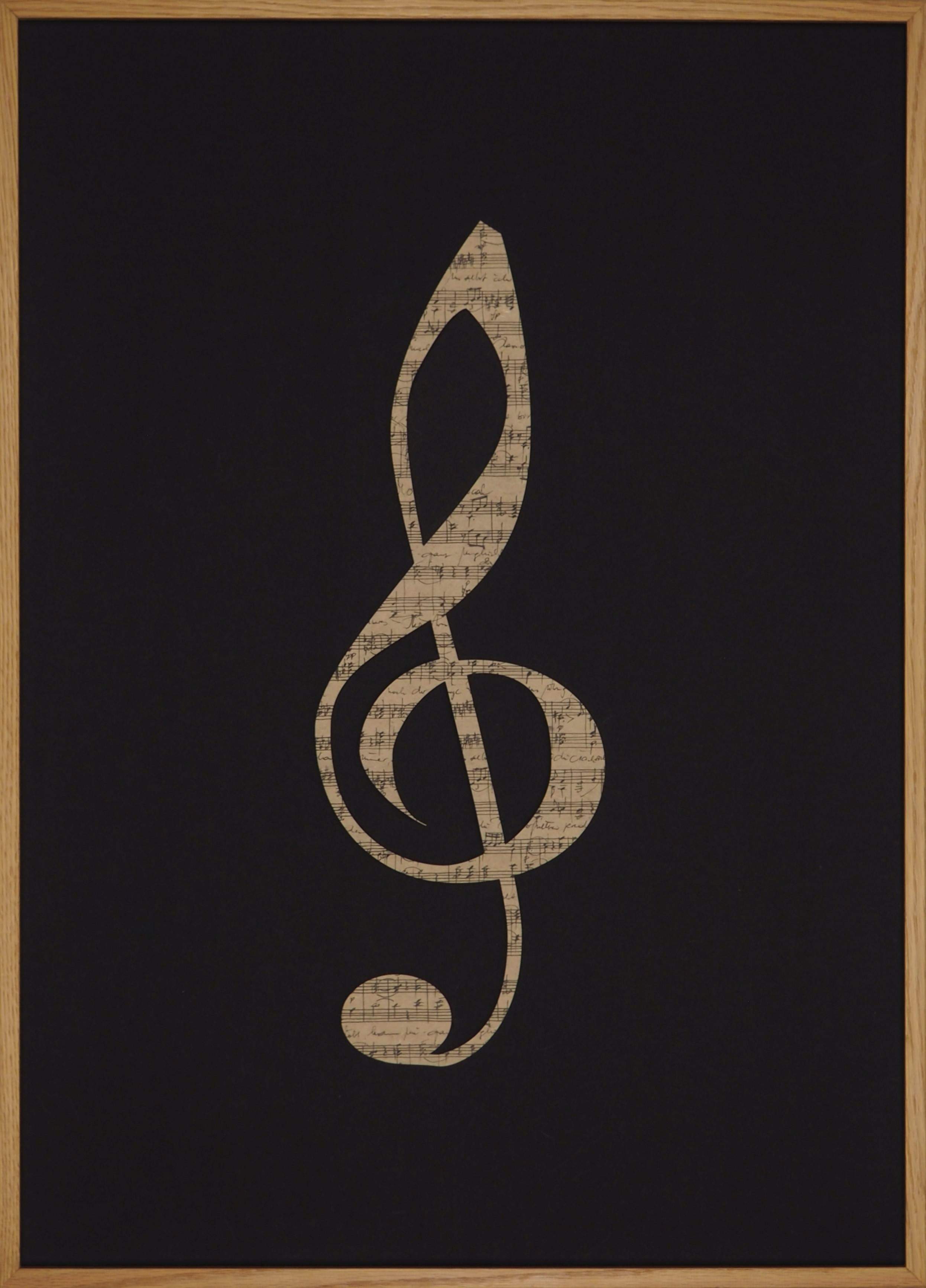 Papierkunst „Der Klang der Musik“ im 50x70cm Eichenholzrahmen