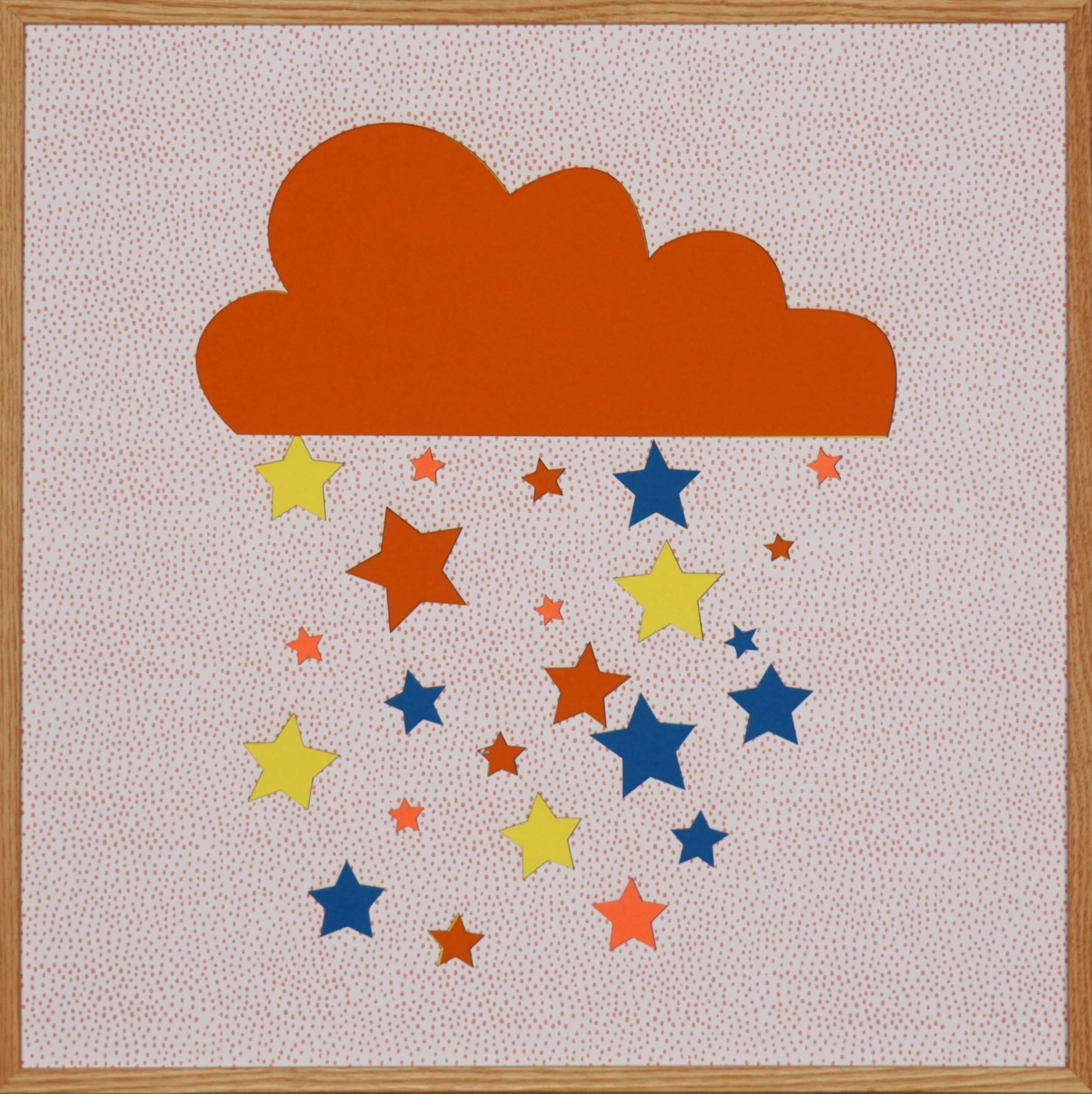 Papierkunst „Kids Edition – Wolke“ im 50x50cm Eichenholzrahmen