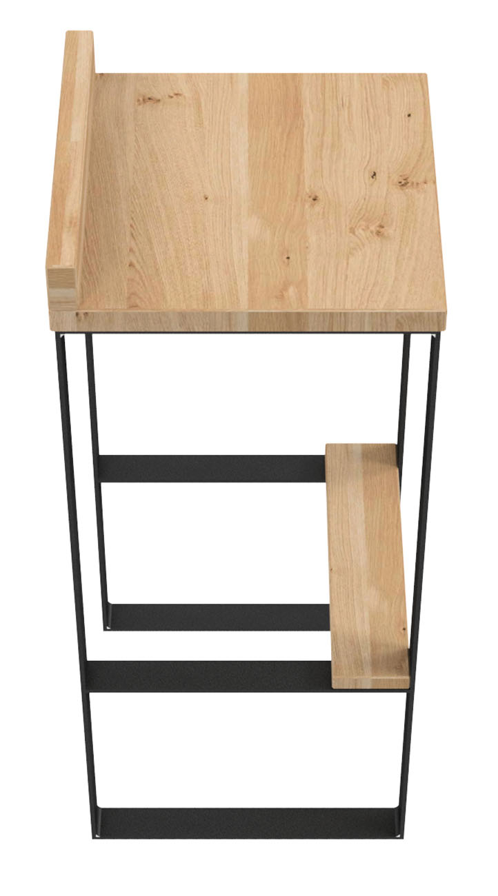 Barhocker mit Designlehne / H 70 / Stahl & Wildeiche